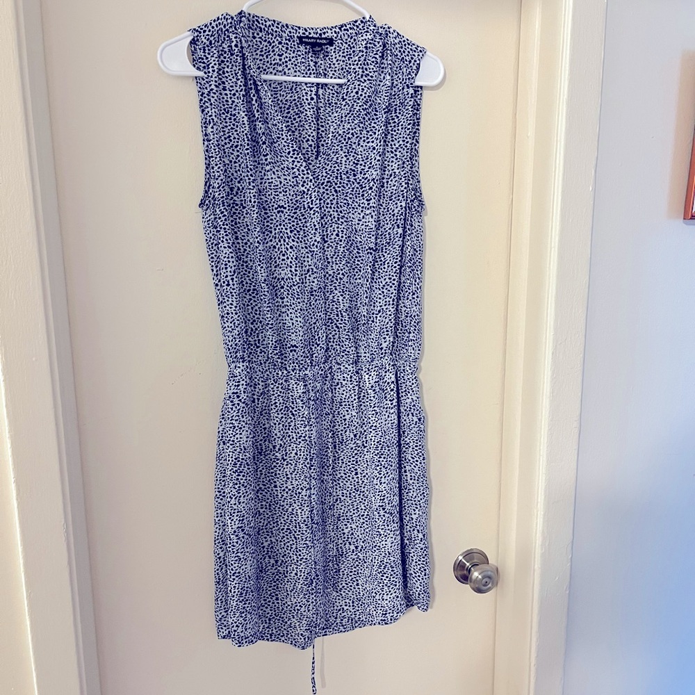 Blue Patterned Sleeveless Dress